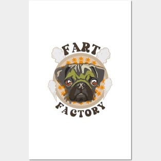Fart factory Funny pug Posters and Art